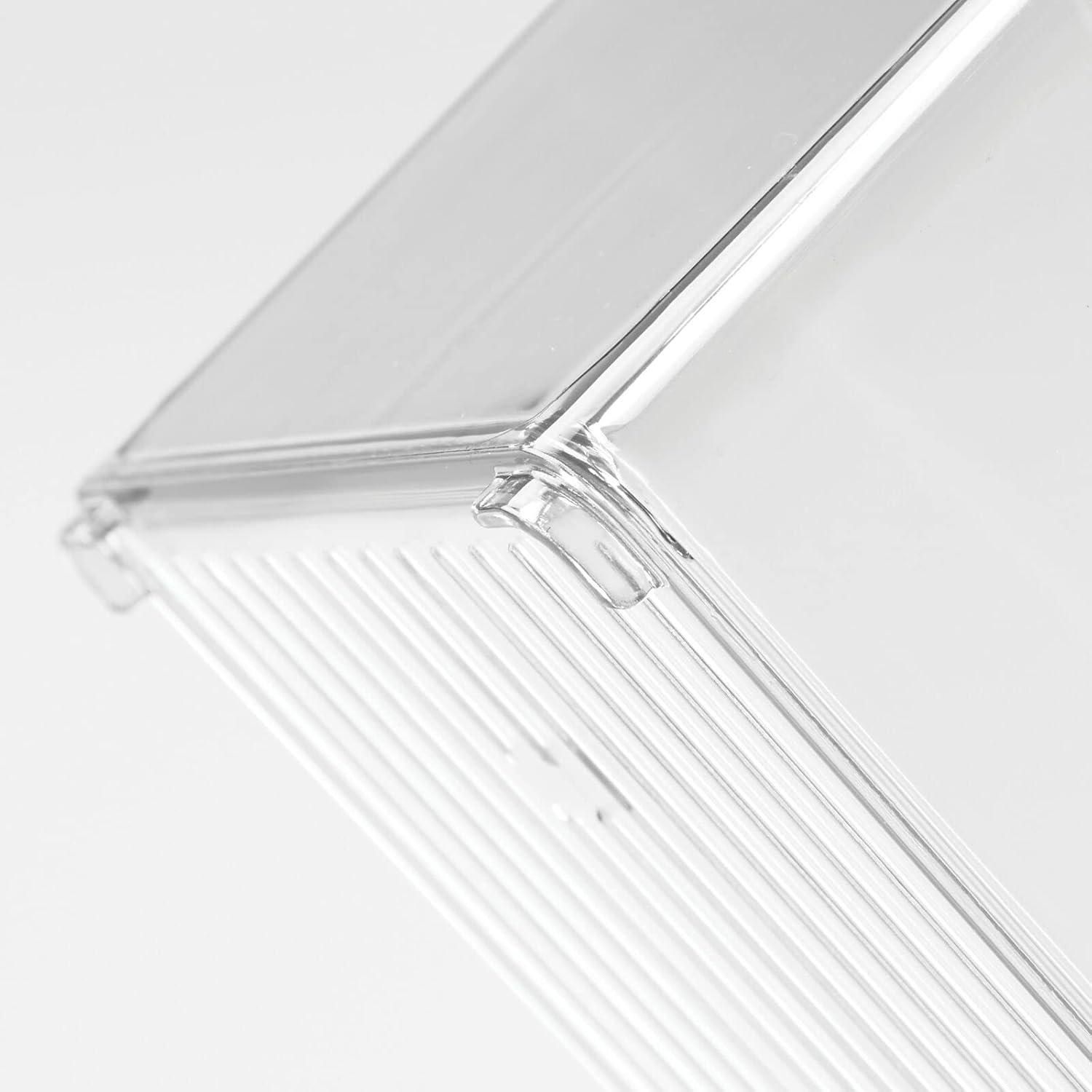 imagemDesign Tall Modern Stackable Plastic Storage Organizer Bin Basket with Handles for Bathroom Vanity Organization  Shelf Cubby Cabinet or Closet Organizing Decor  Ligne Collection  8 Pack  Clear10 x 5 x 8 Pack of 1