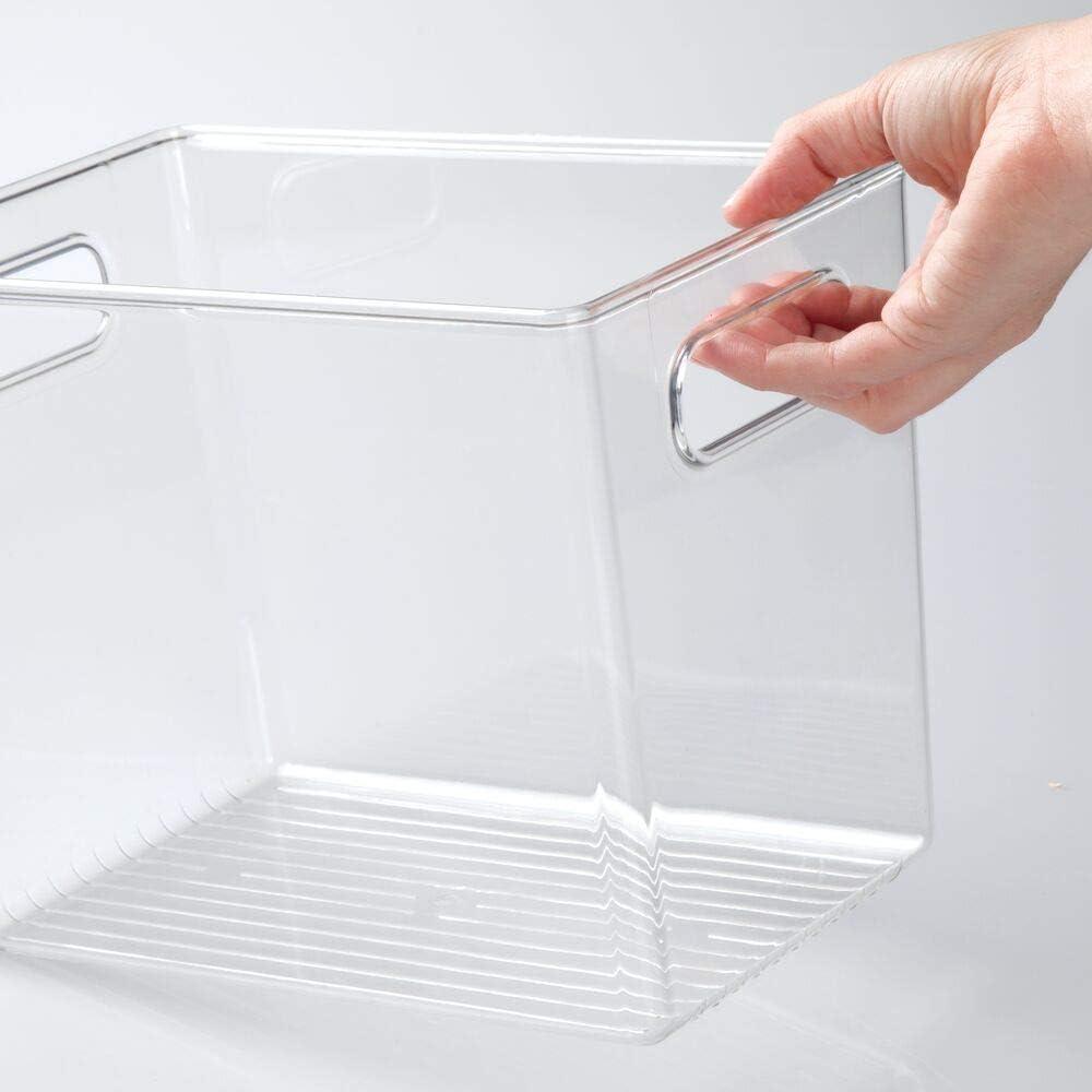 imagemDesign Tall Modern Stackable Plastic Storage Organizer Bin Basket with Handles for Bathroom Vanity Organization  Shelf Cubby Cabinet or Closet Organizing Decor  Ligne Collection  8 Pack  Clear10 x 65 x 8 Pack of 1