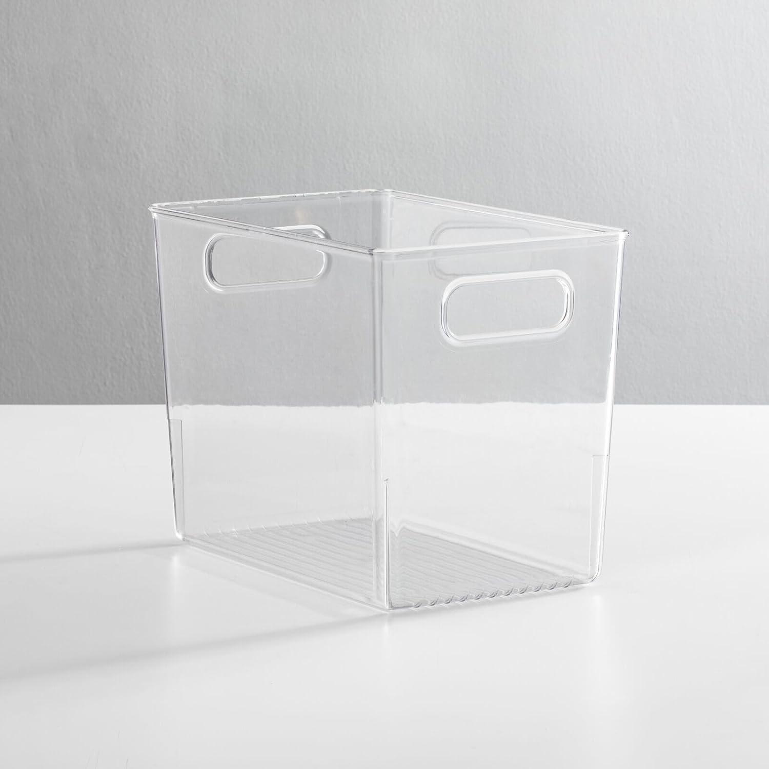 imagemDesign Tall Modern Stackable Plastic Storage Organizer Bin Basket with Handles for Bathroom Vanity Organization  Shelf Cubby Cabinet or Closet Organizing Decor  Ligne Collection  8 Pack  Clear10 x 65 x 8 Pack of 1