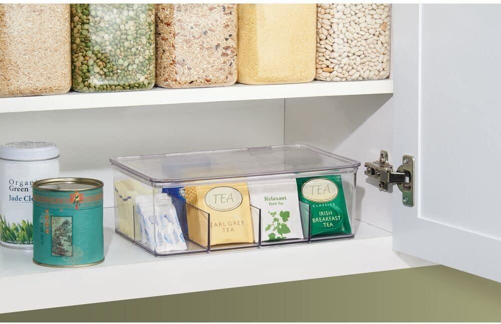 imagemDesign Tea Bag Single Serve Pouch Divided Box Holder Organizer Clear1055 x 355 x 725