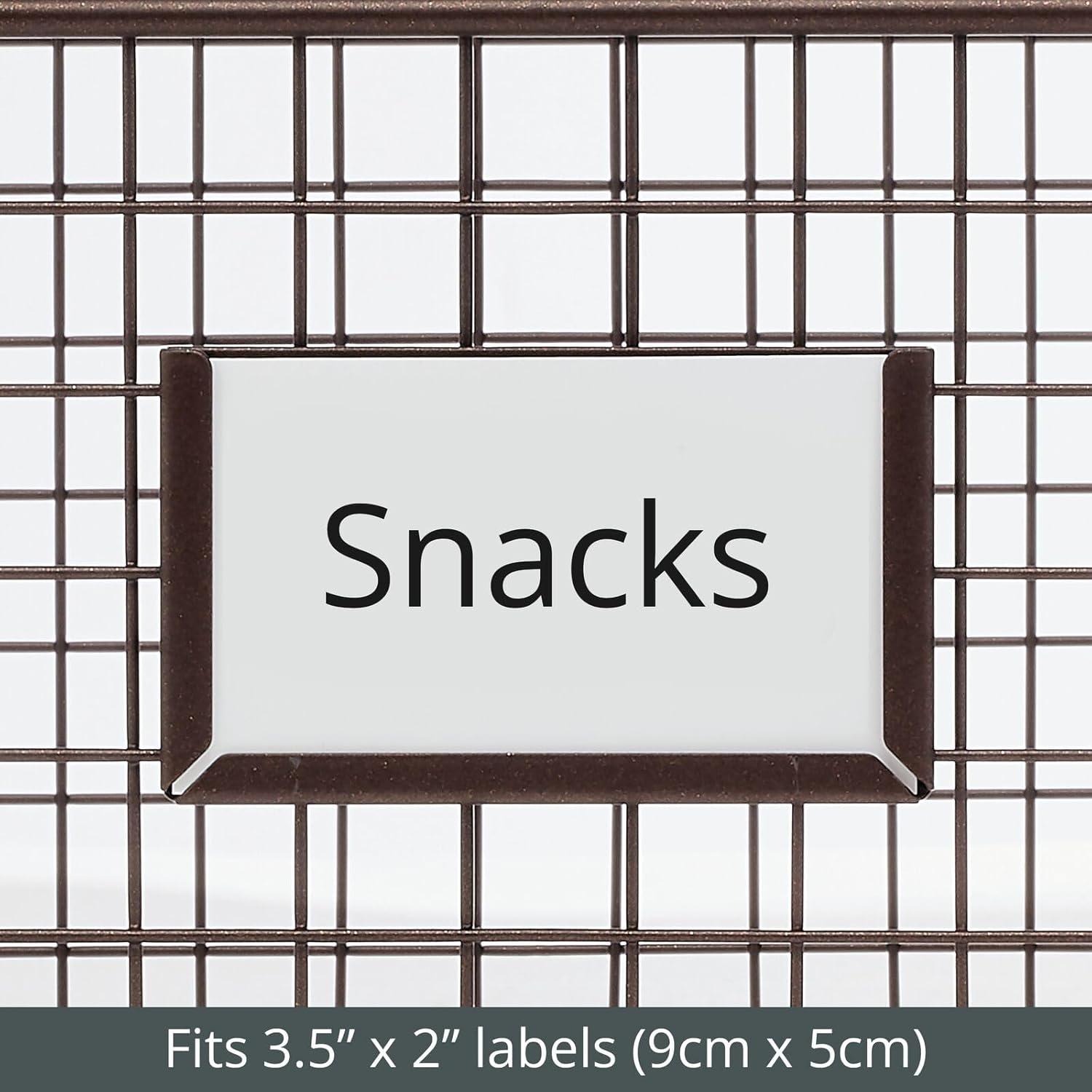 imagemDesign Wide Steel Wired Storage Organizer Bin Baskets with Label Slot for Kitchen Pantry Cabinet Organizing Holder for Food Drinks Snacks Produce Omaha Collection 2 Pack BronzeBronze