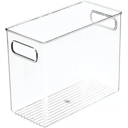 imagemDesign Tall Modern Stackable Plastic Storage Organizer Bin Basket with Handles for Bathroom Vanity Organization  Shelf Cubby Cabinet or Closet Organizing Decor  Ligne Collection  8 Pack  Clear10 x 5 x 8 Pack of 8
