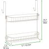 imagemDesign Extra Wide Metal Wire Over the Bathroom Shower Door Caddy Hanging Storage Organizer with BuiltIn Hooks and Baskets on 2 Levels for Shampoo Body Wash Loofahs Rust Resistant  SatinSatin