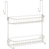 imagemDesign Extra Wide Metal Wire Over the Bathroom Shower Door Caddy Hanging Storage Organizer with BuiltIn Hooks and Baskets on 2 Levels for Shampoo Body Wash Loofahs Rust Resistant  SatinSatin