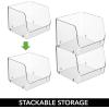 imagemDesign Extra Wide Stackable Plastic Food Storage Organizer Bin Basket with Open Front for Household Kitchen Cabinets Pantry Offices Closets Bedrooms Bathrooms  152quot Wide 2 Pack  Clear775 x 775 x 625 Pack of 4