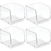 imagemDesign Extra Wide Stackable Plastic Food Storage Organizer Bin Basket with Open Front for Household Kitchen Cabinets Pantry Offices Closets Bedrooms Bathrooms  152quot Wide 2 Pack  Clear775 x 775 x 625 Pack of 4