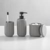 imagemDesign Fluted Resin 3Piece Bathroom Vanity Countertop Accessories  Soap Dispenser Tumbler Rinsing Cup and Canister Holder Sets  Complete Modern Counter Aesthetic  Set of 3  Gray