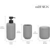 imagemDesign Fluted Resin 3Piece Bathroom Vanity Countertop Accessories  Soap Dispenser Tumbler Rinsing Cup and Canister Holder Sets  Complete Modern Counter Aesthetic  Set of 3  Gray