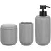 imagemDesign Fluted Resin 3Piece Bathroom Vanity Countertop Accessories  Soap Dispenser Tumbler Rinsing Cup and Canister Holder Sets  Complete Modern Counter Aesthetic  Set of 3  Gray