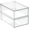 imagemDesign Plastic Pantry Organization and Storage Bin wPull Out Drawer  Stackable Kitchen Supplies Storage Container for Organizing Cabinet Fridge Freezer  Lumiere Collection  4 Pack Clear12 x 8 x 4 Pack of 2