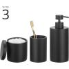 imagemDesign Printed Resin 3Piece Bathroom Vanity Countertop Accessories  Soap Dispenser Tumbler Rinsing Cup and Canister Holder Sets  Complete Modern Counter Aesthetic  Set of 3  MarbleBlack