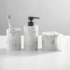imagemDesign Printed Resin 3Piece Bathroom Vanity Countertop Accessories  Soap Dispenser Tumbler Rinsing Cup and Canister Holder Sets  Complete Modern Counter Aesthetic  Set of 3  MarbleMarble