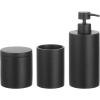 imagemDesign Printed Resin 3Piece Bathroom Vanity Countertop Accessories  Soap Dispenser Tumbler Rinsing Cup and Canister Holder Sets  Complete Modern Counter Aesthetic  Set of 3  MarbleBlack