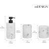 imagemDesign Printed Resin 3Piece Bathroom Vanity Countertop Accessories  Soap Dispenser Tumbler Rinsing Cup and Canister Holder Sets  Complete Modern Counter Aesthetic  Set of 3  MarbleMarble