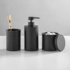 imagemDesign Printed Resin 3Piece Bathroom Vanity Countertop Accessories  Soap Dispenser Tumbler Rinsing Cup and Canister Holder Sets  Complete Modern Counter Aesthetic  Set of 3  MarbleBlack