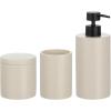 imagemDesign Printed Resin 3Piece Bathroom Vanity Countertop Accessories  Soap Dispenser Tumbler Rinsing Cup and Canister Holder Sets  Complete Modern Counter Aesthetic  Set of 3  MarbleTaupe