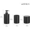 imagemDesign Printed Resin 3Piece Bathroom Vanity Countertop Accessories  Soap Dispenser Tumbler Rinsing Cup and Canister Holder Sets  Complete Modern Counter Aesthetic  Set of 3  MarbleBlack