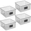 imagemDesign Square Steel Wired Storage Organizer Bin Baskets with Label Slot for Kitchen Pantry Cabinet Organizing Holder for Food Drinks Snacks Produce Omaha Collection 4 Pack Matte BlackMatte Black