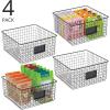imagemDesign Square Steel Wired Storage Organizer Bin Baskets with Label Slot for Kitchen Pantry Cabinet Organizing Holder for Food Drinks Snacks Produce Omaha Collection 4 Pack Matte BlackMatte Black