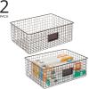 imagemDesign Wide Steel Wired Storage Organizer Bin Baskets with Label Slot for Kitchen Pantry Cabinet Organizing Holder for Food Drinks Snacks Produce Omaha Collection 2 Pack BronzeBronze