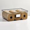 imagemDesign Wide Steel Wired Storage Organizer Bin Baskets with Label Slot for Kitchen Pantry Cabinet Organizing Holder for Food Drinks Snacks Produce Omaha Collection 2 Pack BronzeBronze