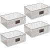 imagemDesign Wide Steel Wired Storage Organizer Bin Baskets with Label Slot for Kitchen Pantry Cabinet Organizing Holder for Food Drinks Snacks Produce Omaha Collection 2 Pack BronzeBronze