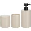 imagemDesign Printed Resin 3Piece Bathroom Vanity Countertop Accessories  Soap Dispenser Tumbler Rinsing Cup and Canister Holder Sets  Complete Modern Counter Aesthetic  Set of 3  MarbleTaupe