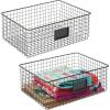 imagemDesign Wide Steel Wired Storage Organizer Bin Baskets with Label Slot for Kitchen Pantry Cabinet Organizing Holder for Food Drinks Snacks Produce Omaha Collection 2 Pack BronzeMatte Black