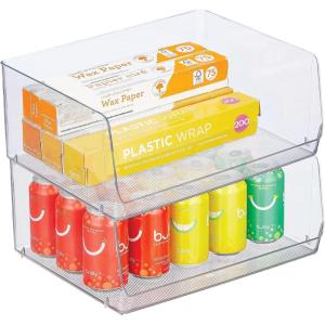 imagemDesign Extra Wide Stackable Plastic Food Storage Organizer Bin Basket with Open Front for Household Kitchen Cabinets Pantry Offices Closets Bedrooms Bathrooms  152quot Wide 2 Pack  Clear12 x 15 x 625 Pack of 2