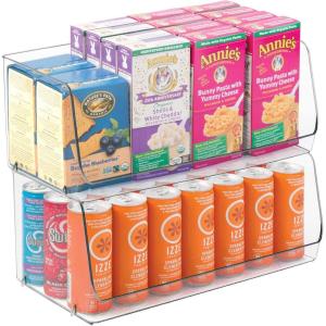 imagemDesign Extra Wide Stackable Plastic Food Storage Organizer Bin Basket with Open Front for Household Kitchen Cabinets Pantry Offices Closets Bedrooms Bathrooms  152quot Wide 2 Pack  Clear775 x 15 x 625 Pack of 2