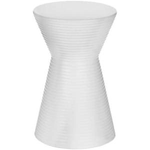 imagemDesign Round Hourglass Concrete Side Table  Solid Fluted Table for IndoorOutdoor Use Living Room Patio  Modern AccentEnd Stone Table  Drum End Table for Fans of Minimalist Furniture  WhiteWhite