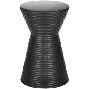 imagemDesign Round Hourglass Concrete Side Table  Solid Fluted Table for IndoorOutdoor Use Living Room Patio  Modern AccentEnd Stone Table  Drum End Table for Fans of Minimalist Furniture  WhiteBlack