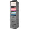 imagemDesign Long Soft Fabric Over Closet Rod Hanging Storage Organizer with 3 Shelves and 3 Drawers for Clothes Leggings Lingerie T Shirts  Textured Print  Charcoal GrayCharcoal Gray