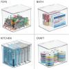 imagemDesign Plastic Kitchen Pantry and Fridge Storage Organizer Box Containers wHinged Lid for Shelves or Cabinets Holds Food Snacks Seasoning Condiments Utensils Lumiere Collection 2 Pack Clear55 x 66 x 5