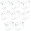 imagemDesign Large Modern Stackable Plastic Storage Organizer Bin Basket with Handles for Bathroom Vanity Organization  Shelf Cubby Cabinet or Closet Organizing Decor  Ligne Collection 8 Pack  Clear10 x 5 x 8 Pack of 8