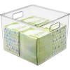 imagemDesign Large Modern Stackable Plastic Storage Organizer Bin Basket with Handles for Bathroom Vanity Organization  Shelf Cubby Cabinet or Closet Organizing Decor  Ligne Collection 8 Pack  Clear10 x 10 x 8 Pack of 1