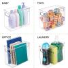 imagemDesign Large Modern Stackable Plastic Storage Organizer Bin Basket with Handles for Bathroom Vanity Organization  Shelf Cubby Cabinet or Closet Organizing Decor  Ligne Collection 8 Pack  Clear10 x 5 x 8 Pack of 2