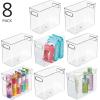 imagemDesign Large Modern Stackable Plastic Storage Organizer Bin Basket with Handles for Bathroom Vanity Organization  Shelf Cubby Cabinet or Closet Organizing Decor  Ligne Collection 8 Pack  Clear10 x 5 x 8 Pack of 8