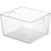 imagemDesign Large Modern Stackable Plastic Storage Organizer Bin Basket with Handles for Bathroom Vanity Organization  Shelf Cubby Cabinet or Closet Organizing Decor  Ligne Collection 8 Pack  Clear12 x 10 x 8 Pack of 8