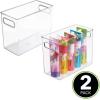 imagemDesign Large Modern Stackable Plastic Storage Organizer Bin Basket with Handles for Bathroom Vanity Organization  Shelf Cubby Cabinet or Closet Organizing Decor  Ligne Collection 8 Pack  Clear10 x 5 x 8 Pack of 2
