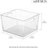 imagemDesign Large Modern Stackable Plastic Storage Organizer Bin Basket with Handles for Bathroom Vanity Organization  Shelf Cubby Cabinet or Closet Organizing Decor  Ligne Collection 8 Pack  Clear12 x 10 x 8 Pack of 8