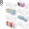 imagemDesign Plastic Toiletry Organizer for Bathroom  Storage Holder Bin wHandles for Vanity Drawers Dresser  Holds Hair Products Makeup Lotion Skincare and More  Ligne Collection  8 Pack Clear