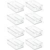imagemDesign Small Plastic Bathroom Storage Container Bins with Handles for Organization in Closet Cabinet Vanity or Cupboard Shelf Accessory Organizer  Ligne Collection  8 Pack Clear