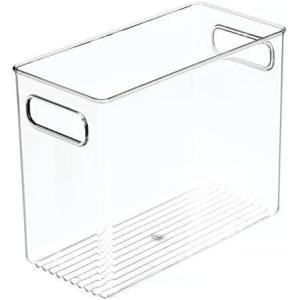 imagemDesign Large Modern Stackable Plastic Storage Organizer Bin Basket with Handles for Bathroom Vanity Organization  Shelf Cubby Cabinet or Closet Organizing Decor  Ligne Collection 8 Pack  Clear10 x 5 x 8 Pack of 8