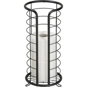 imagemDesign Metal Toilet Paper Holder Stand  Storage Reserve for 3 Rolls of Toilet Tissue  Freestanding Toilet Paper Holder  Stylish Bathroom Floor Toilet Paper Stand  Omni Collection  Matte BlackMatte Black