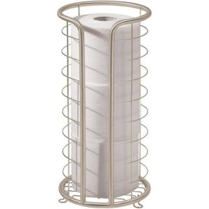 imagemDesign Metal Toilet Paper Holder Stand  Storage Reserve for 3 Rolls of Toilet Tissue  Freestanding Toilet Paper Holder  Stylish Bathroom Floor Toilet Paper Stand  Omni Collection  Matte BlackSatin