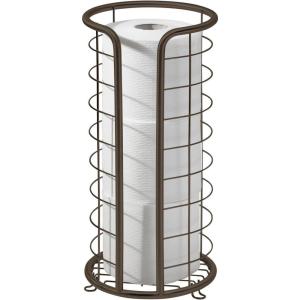 imagemDesign Metal Toilet Paper Holder Stand  Storage Reserve for 3 Rolls of Toilet Tissue  Freestanding Toilet Paper Holder  Stylish Bathroom Floor Toilet Paper Stand  Omni Collection  Matte BlackBronze