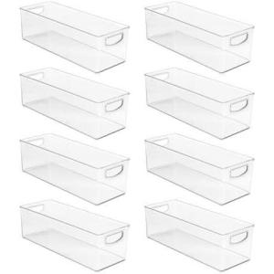 imagemDesign Plastic Toiletry Organizer for Bathroom  Storage Holder Bin wHandles for Vanity Drawers Dresser  Holds Hair Products Makeup Lotion Skincare and More  Ligne Collection  8 Pack Clear