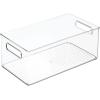 imagemDesign Deep Plastic Kitchen Storage Organizer Container Bin for Pantry Cabinet Cupboard Shelves Fridge or Freezer  Holds Dry Goods Sauces Condiments Drinks Clear146 x 81 x 6