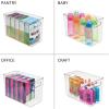 imagemDesign Plastic Slim Organizing Bin for Kitchen Pantry Cabinet Fridge or Freezer Food Organization Storage Bin with Handles Pantry or Kitchen Storage Organizer Bins Ligne Collection Clear